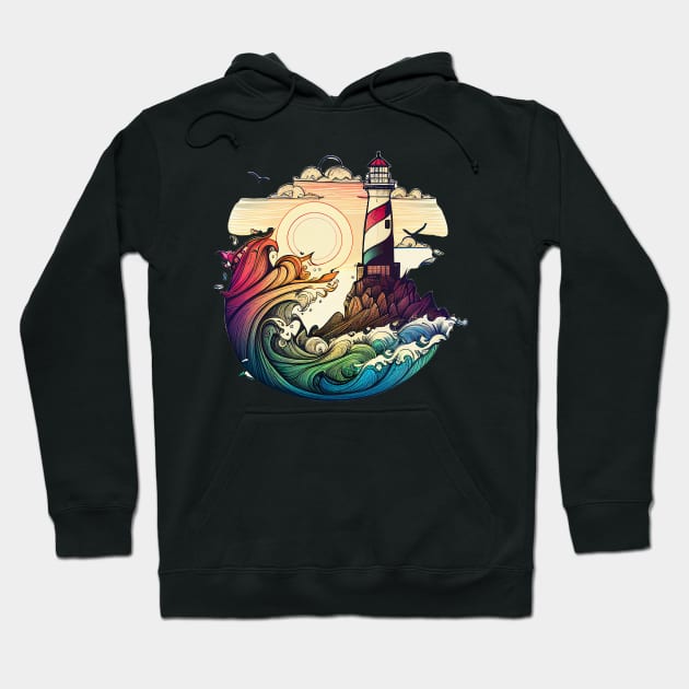 Lighthouse Colorful Art Creation V1 Hoodie by Family journey with God